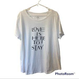 Inspiring Anthropologie “Love is Here to Stay” White Short Sleeve Tee Size XL